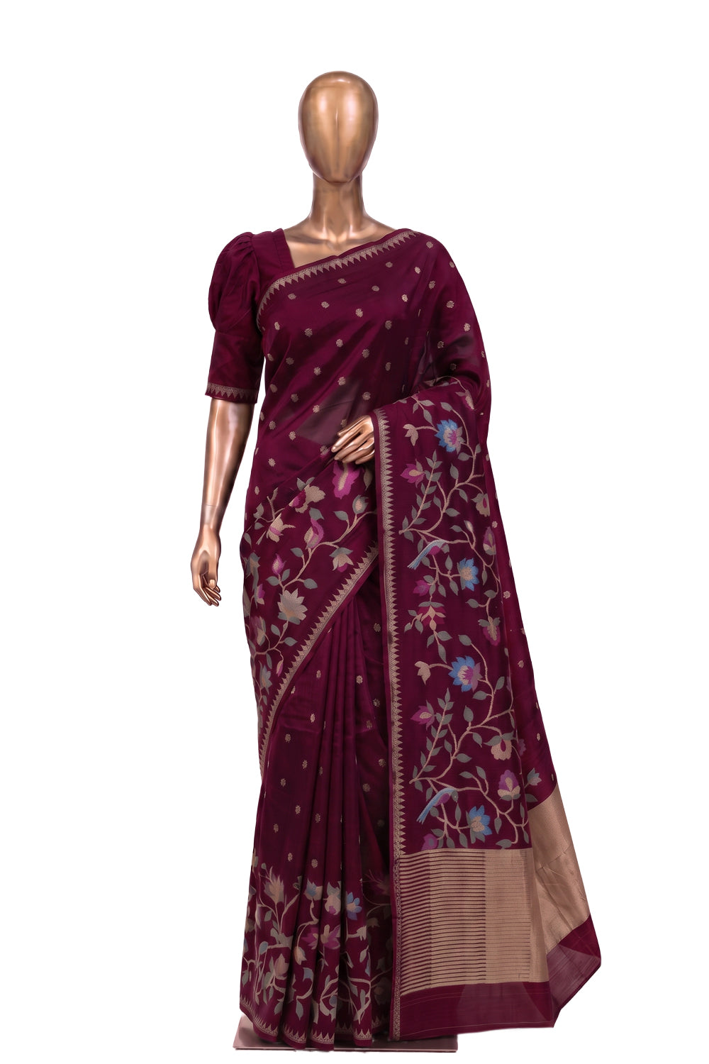 Image of Plum-Pink Silk Saree