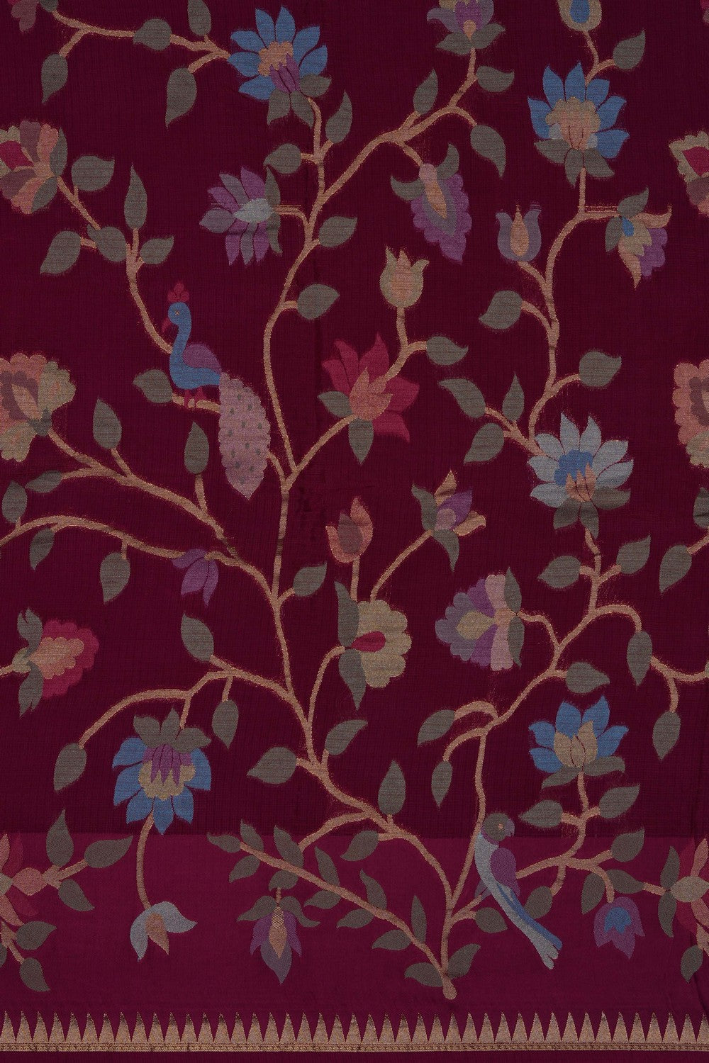 Image of Plum-Pink Silk Saree