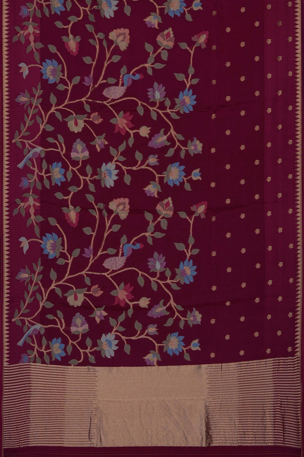 Image of Plum-Pink Silk Saree