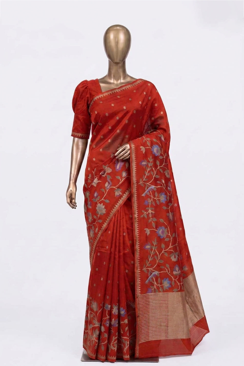 Image of Orange Silk Saree