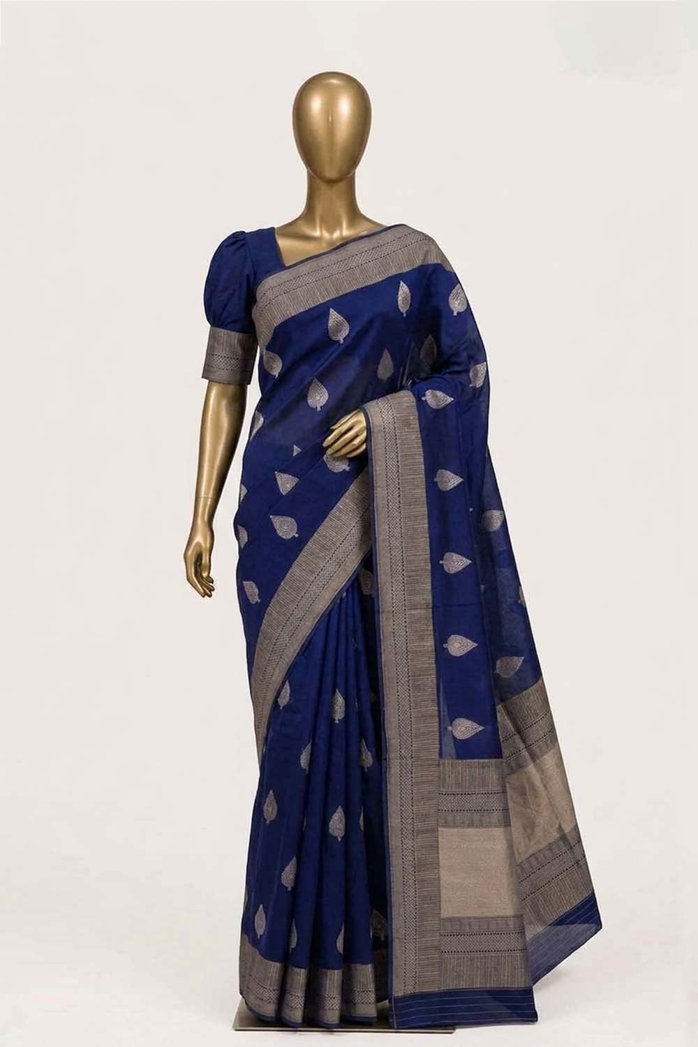 Image of Navy Blue Kota Saree