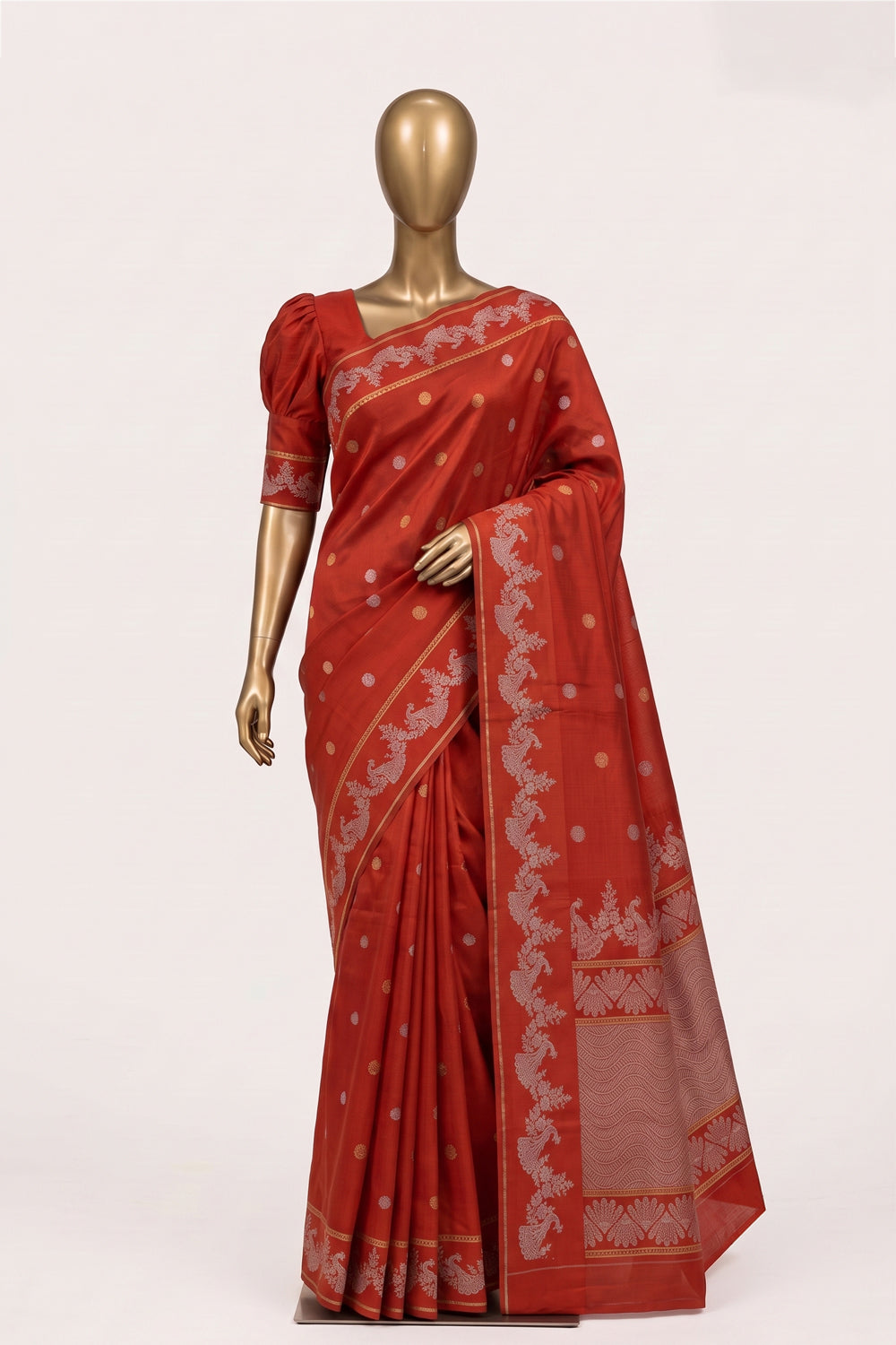 Image of Orange Kota Silk Saree