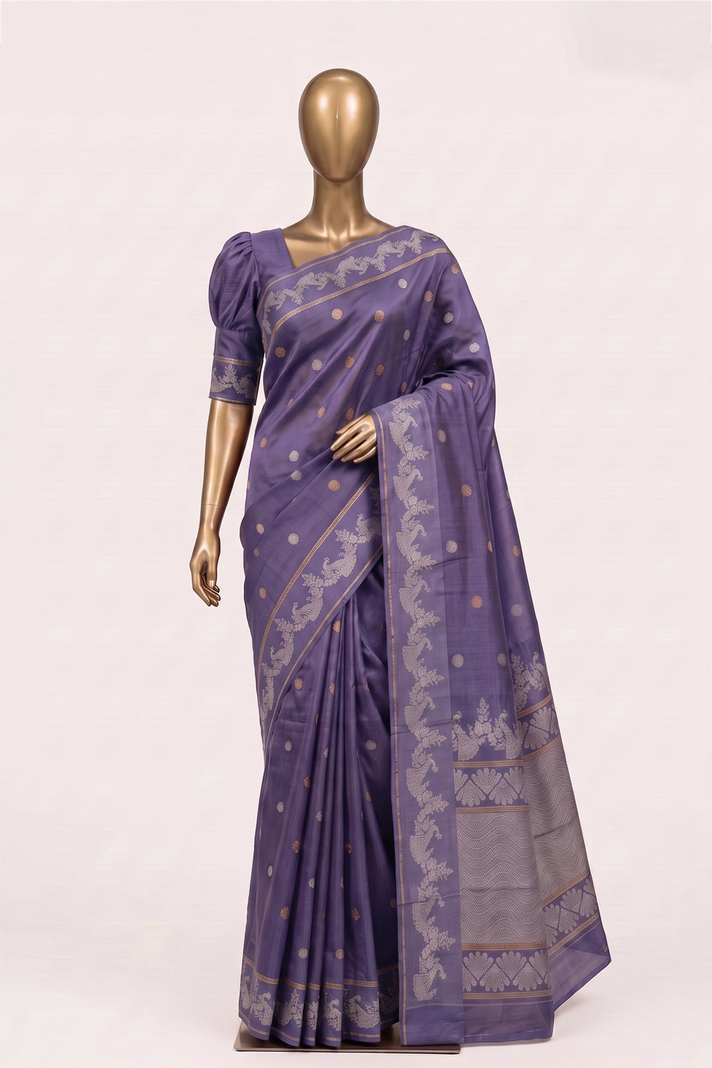 Image of Lavender-Purple Kota Silk Saree