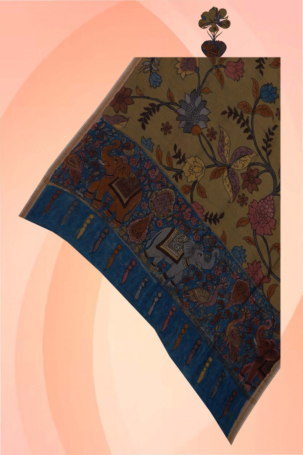 Image of Kalamkari Hand-Painted Dupatta