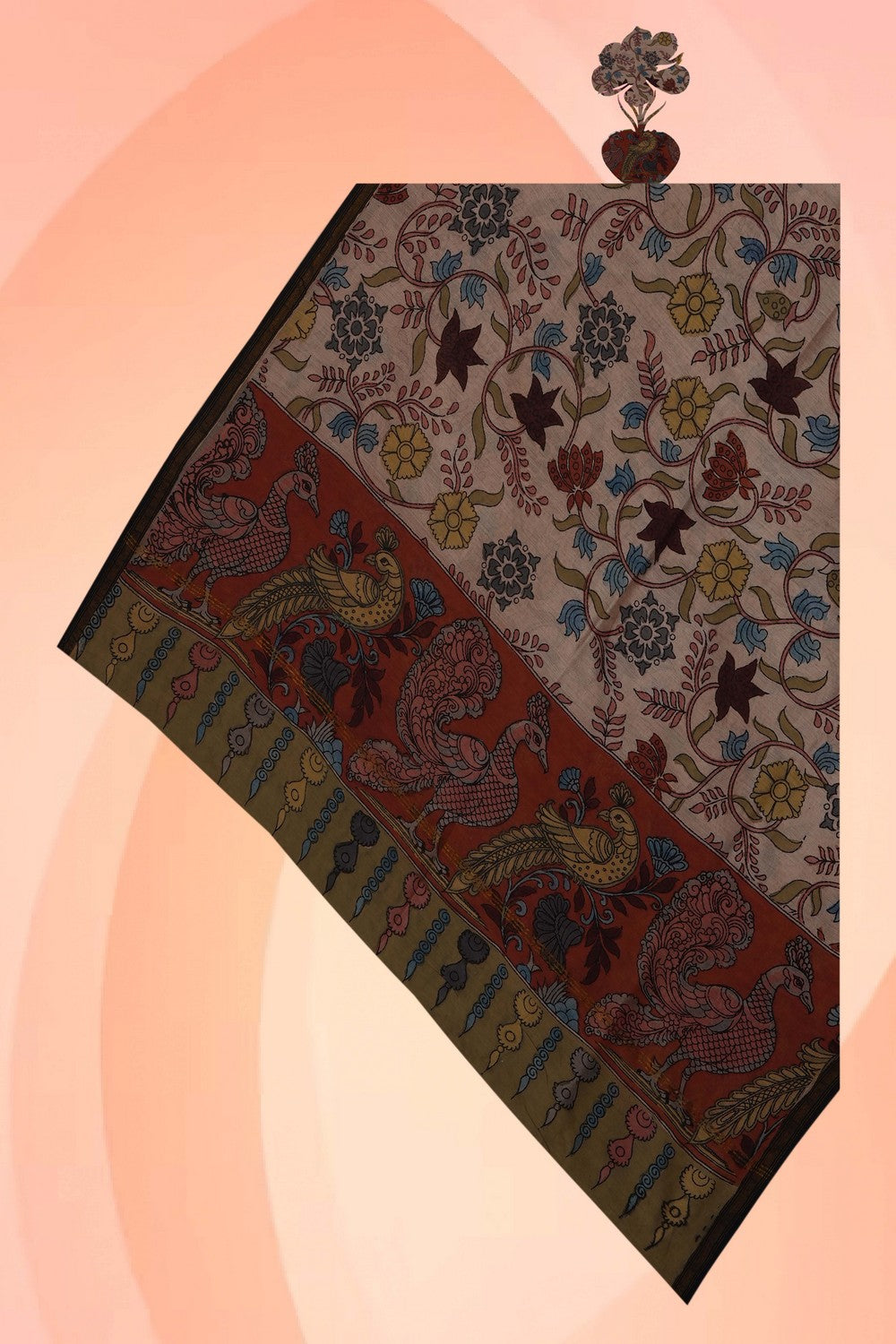 Image of Kalamkari Hand-Painted Dupatta
