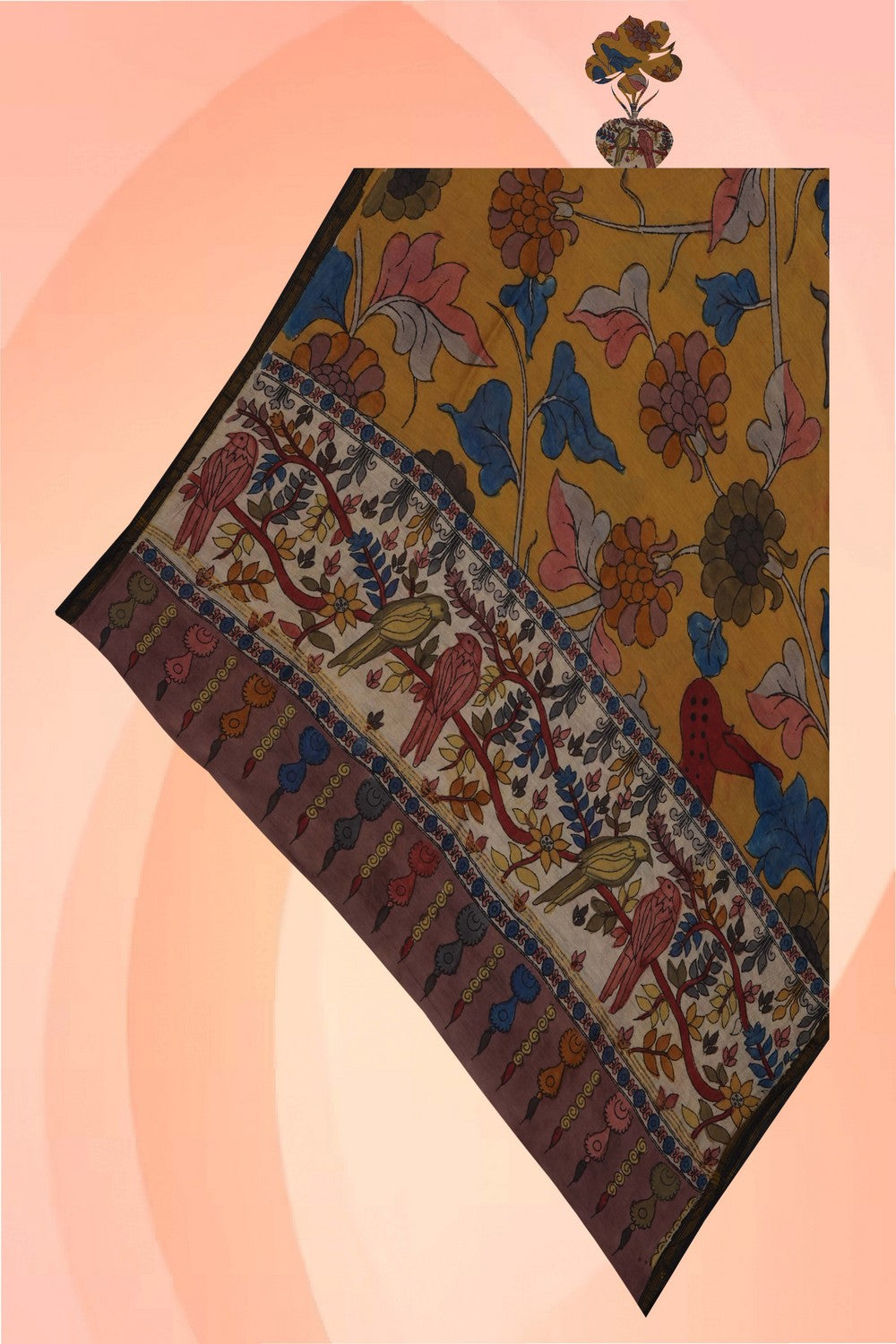 Image of Kalamkari Hand-Painted Dupatta