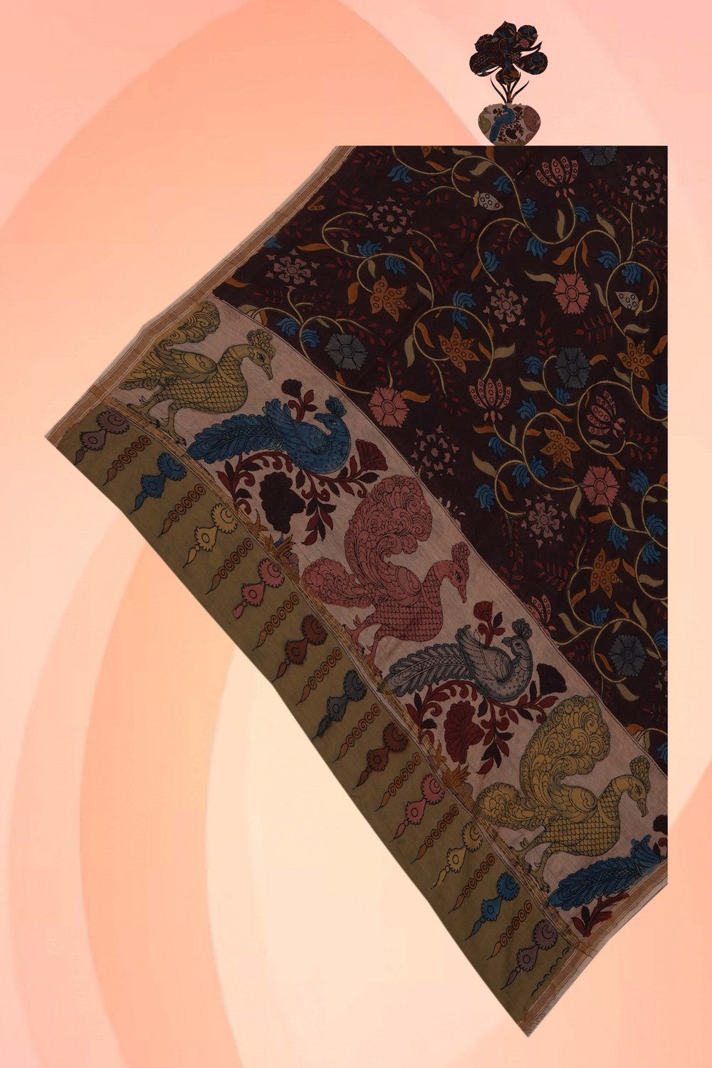 Image of Kalamkari Hand-Painted Dupatta