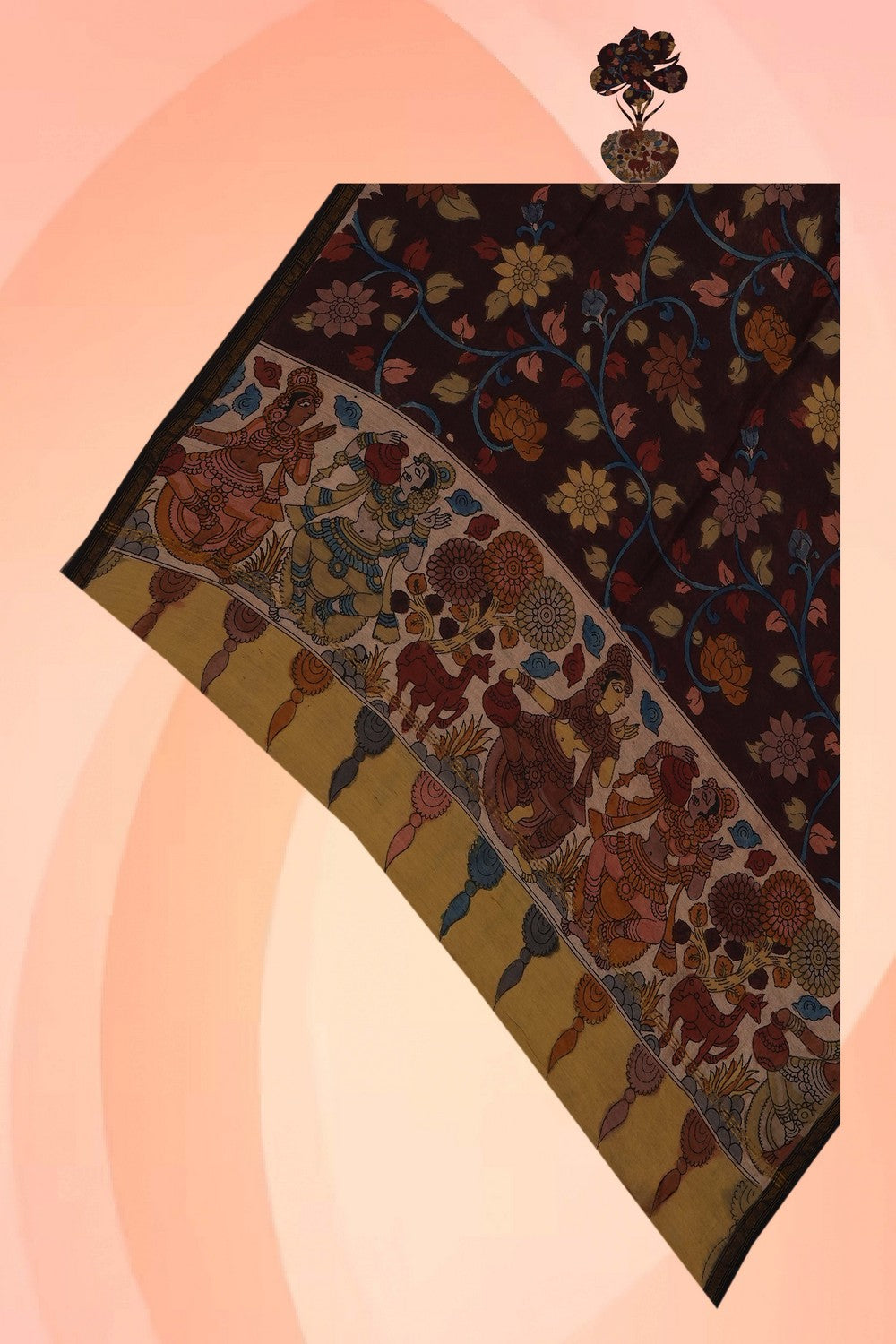 Image of Kalamkari Hand-Painted Dupatta