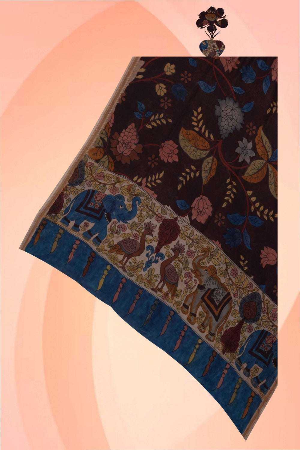 Image of Kalamkari Hand-Painted Dupatta