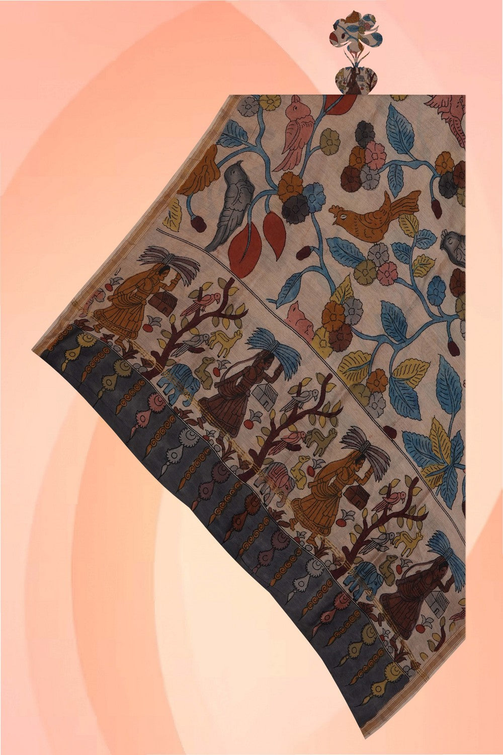 Image of Kalamkari Hand-Painted Dupatta