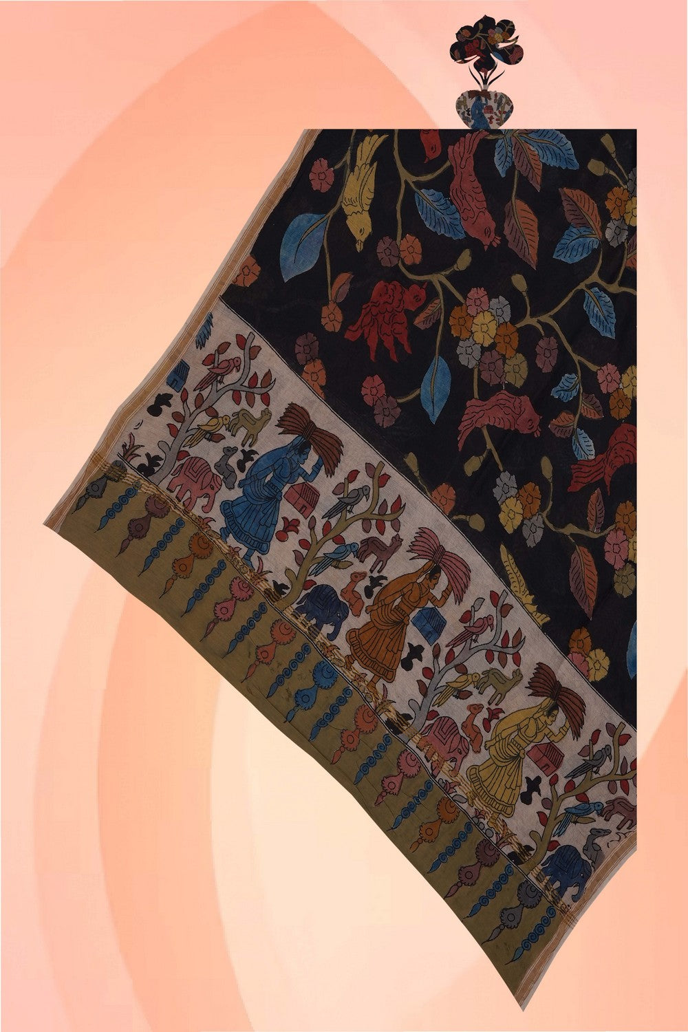 Image of Kalamkari Hand-Painted Dupatta