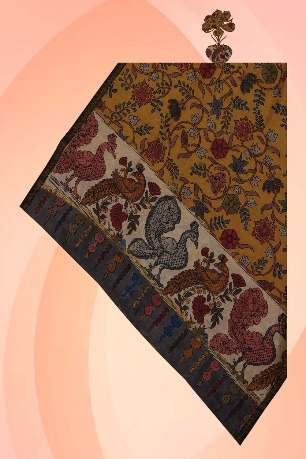 Image of Kalamkari Hand-Painted Dupatta