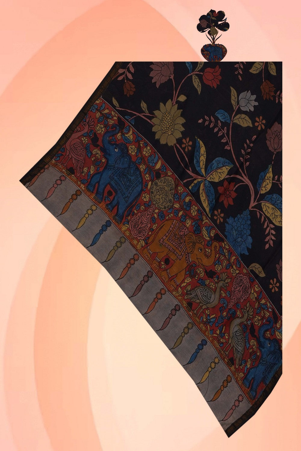 Image of Kalamkari Hand-Painted Dupatta
