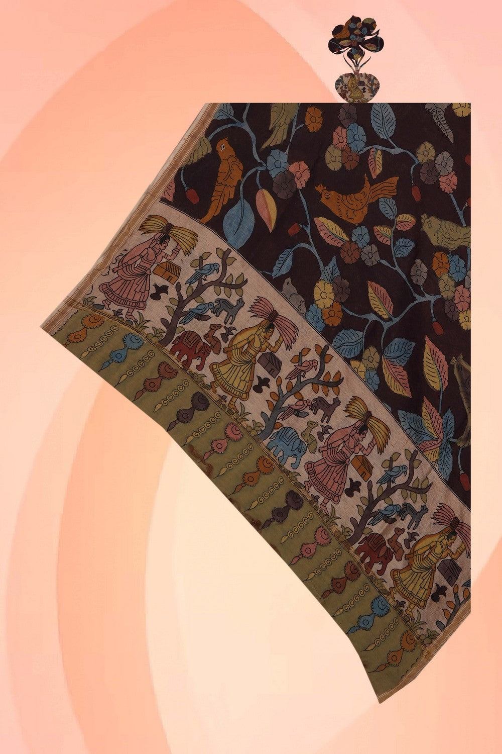 Image of Kalamkari Hand-Painted Dupatta