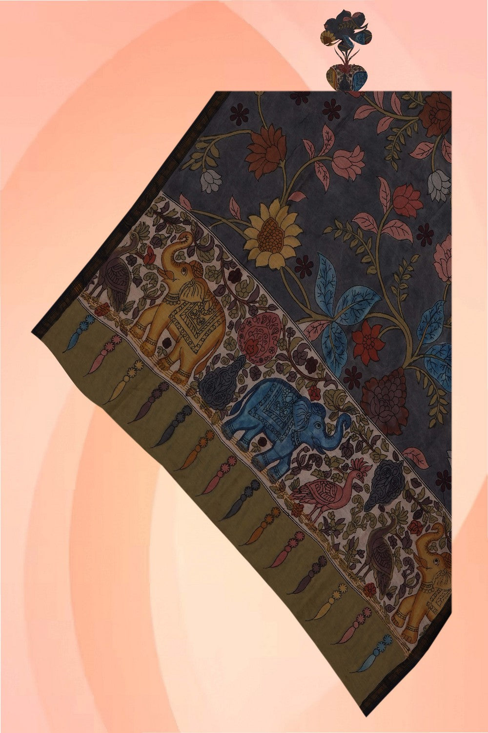 Image of Kalamkari Hand-Painted Dupatta