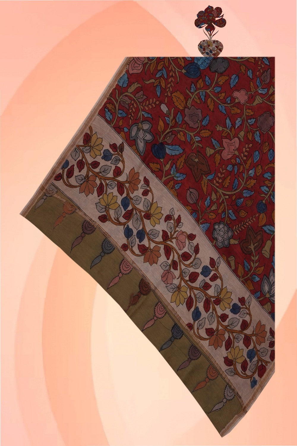 Image of Kalamkari Hand-Painted Dupatta