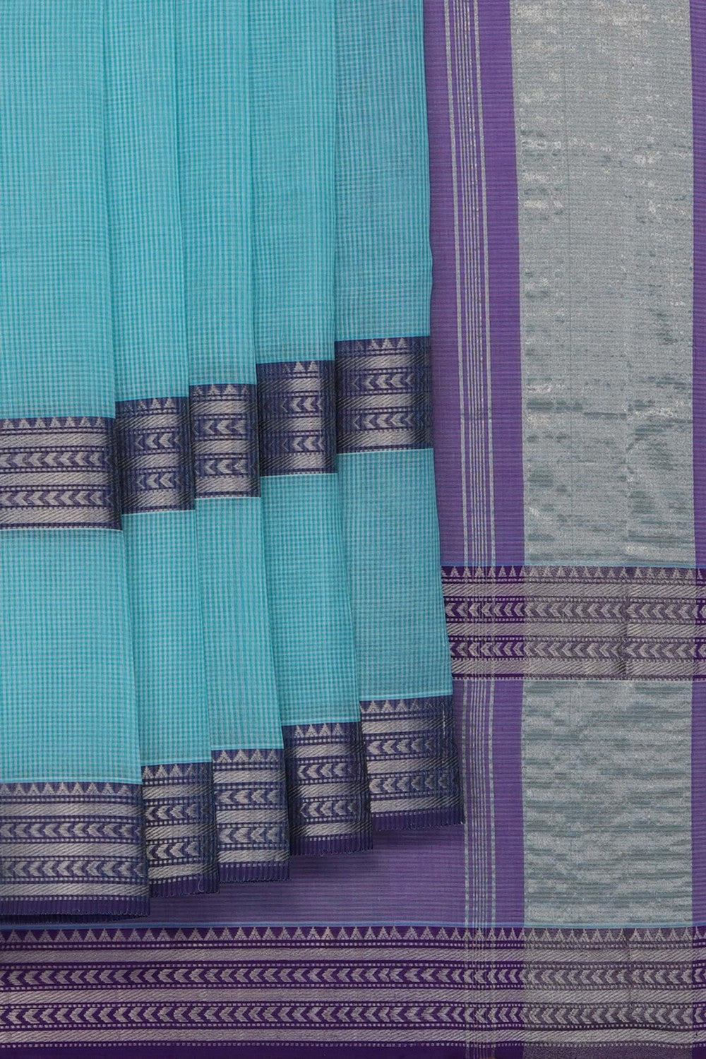 Image of Sea Blue Mangalagiri Silk Saree