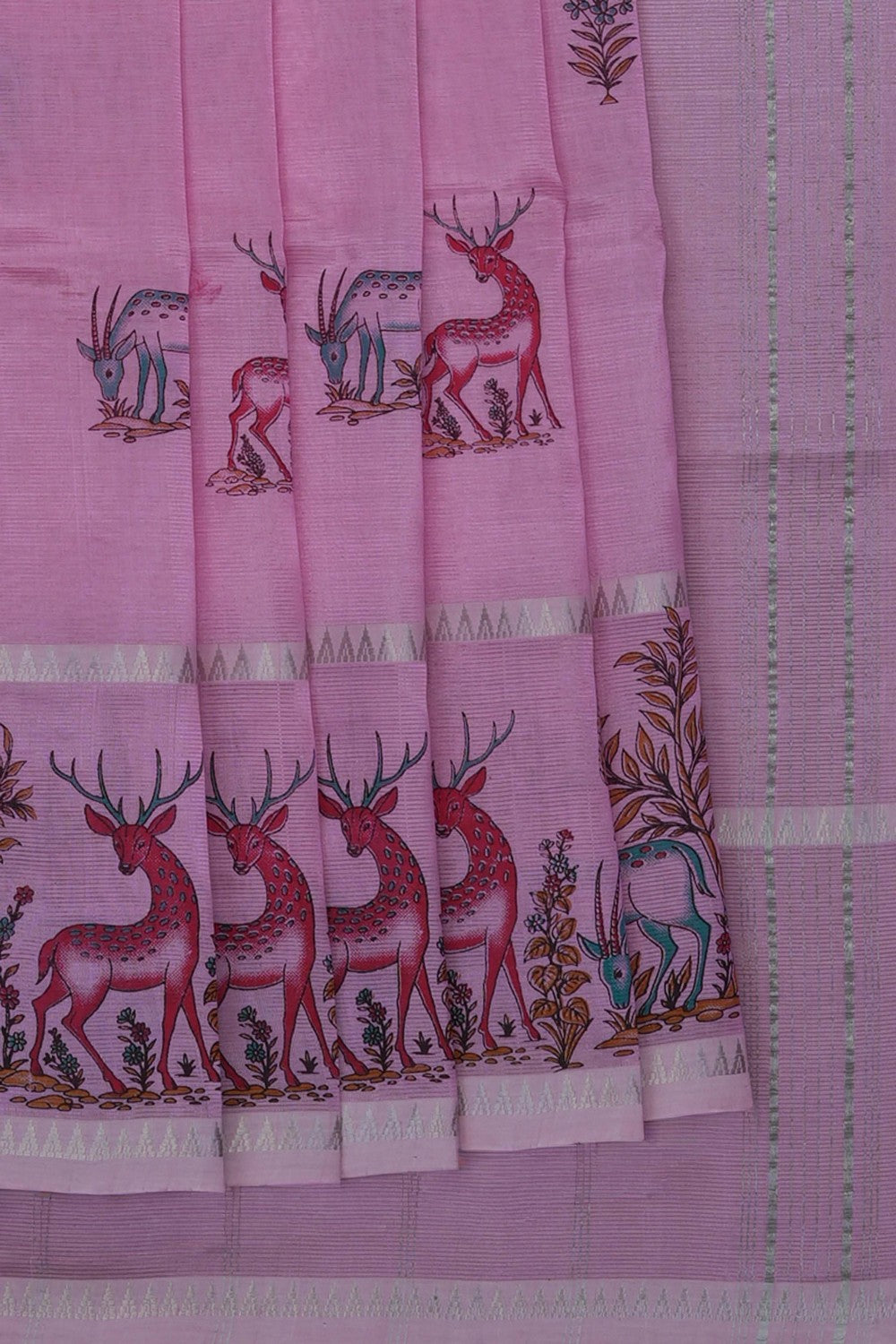 Image of Lavender-Pink Mangalagiri Silk Saree