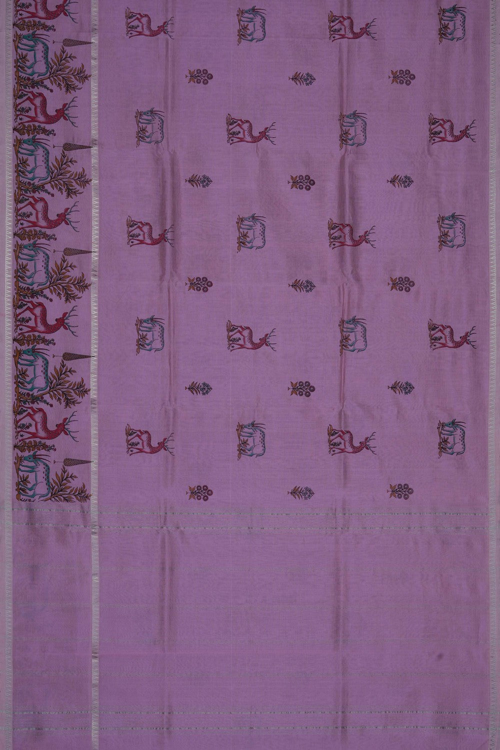 Image of Lavender-Pink Mangalagiri Silk Saree