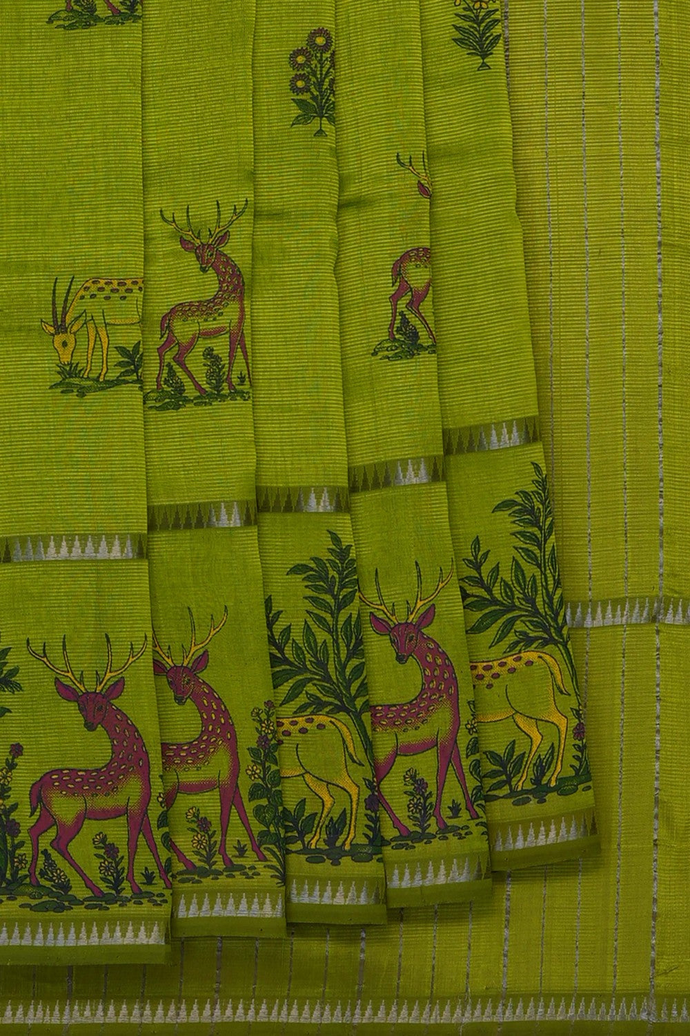 Image of Green Mangalagiri Silk Saree