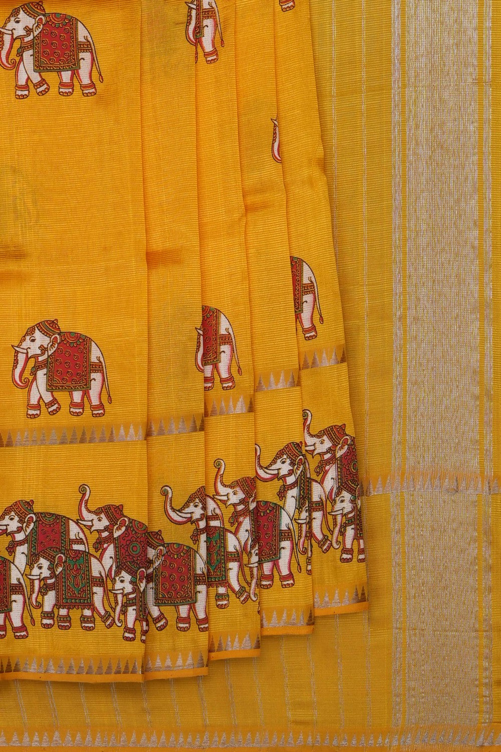 Image of Yellow Mangalagiri Silk Saree