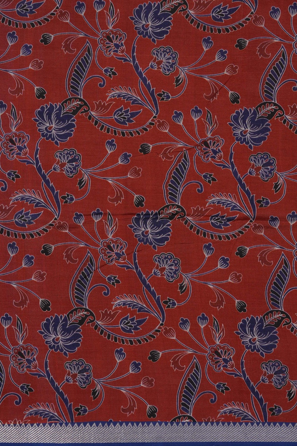 Image of A Floral Print Mangalagiri Silk Saree