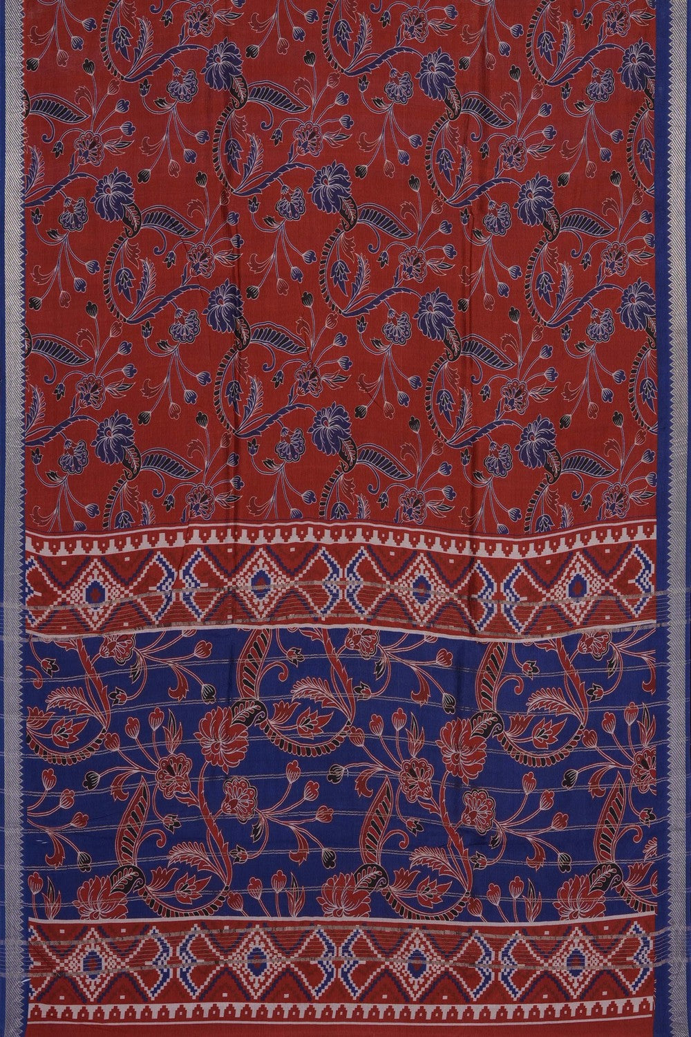 Image of A Floral Print Mangalagiri Silk Saree
