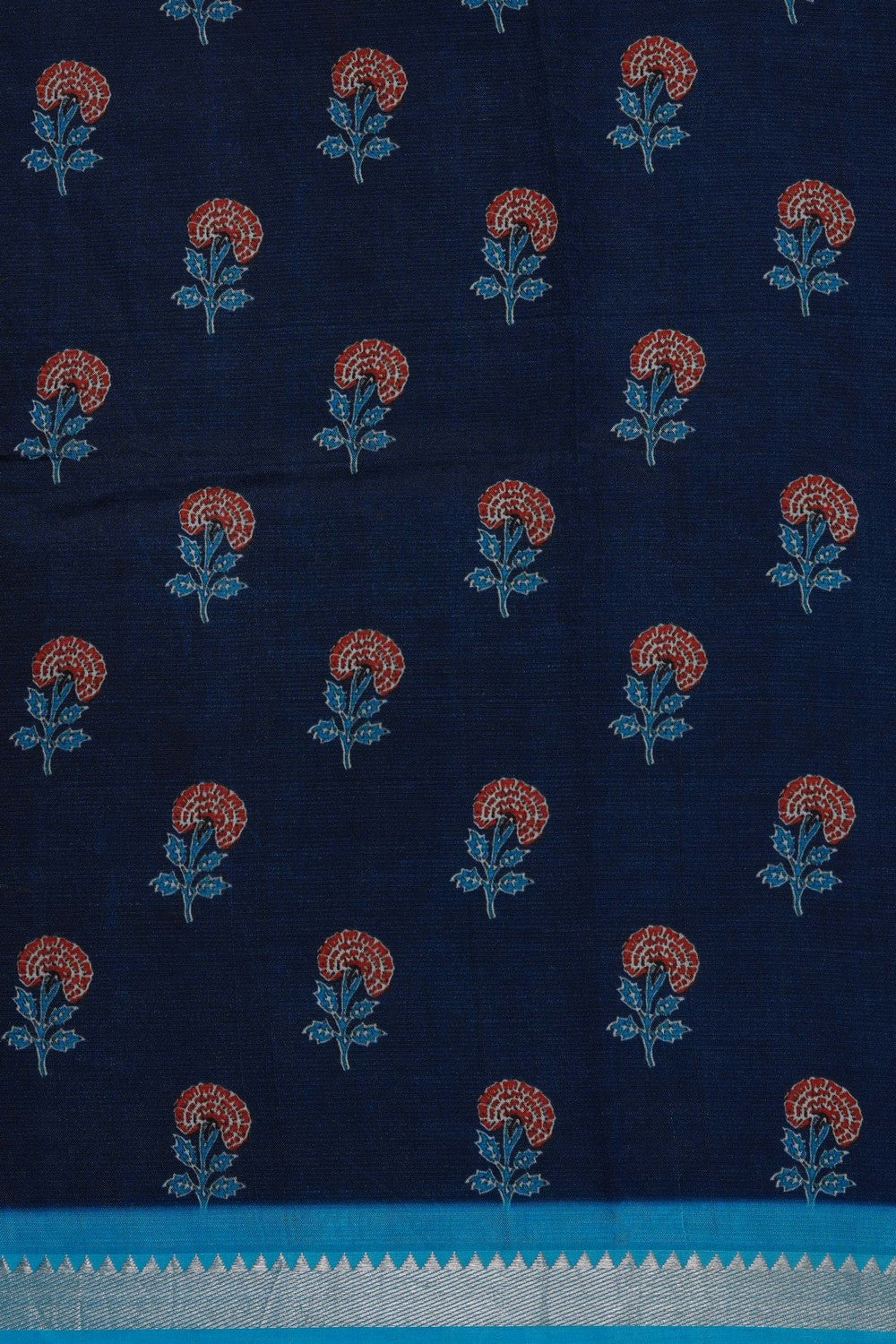 Image of Navy Blue Mangalagiri Silk Saree