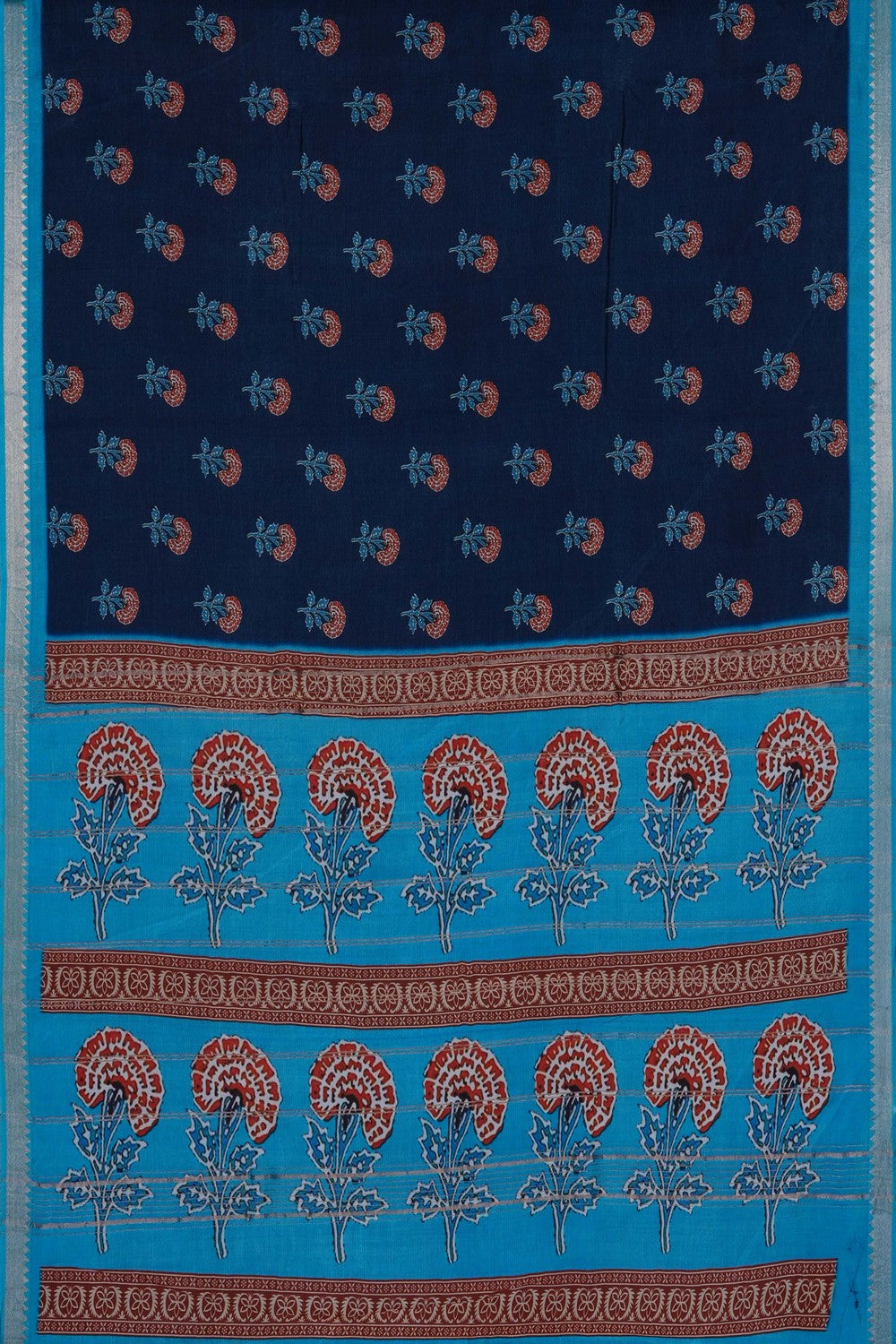 Image of Navy Blue Mangalagiri Silk Saree