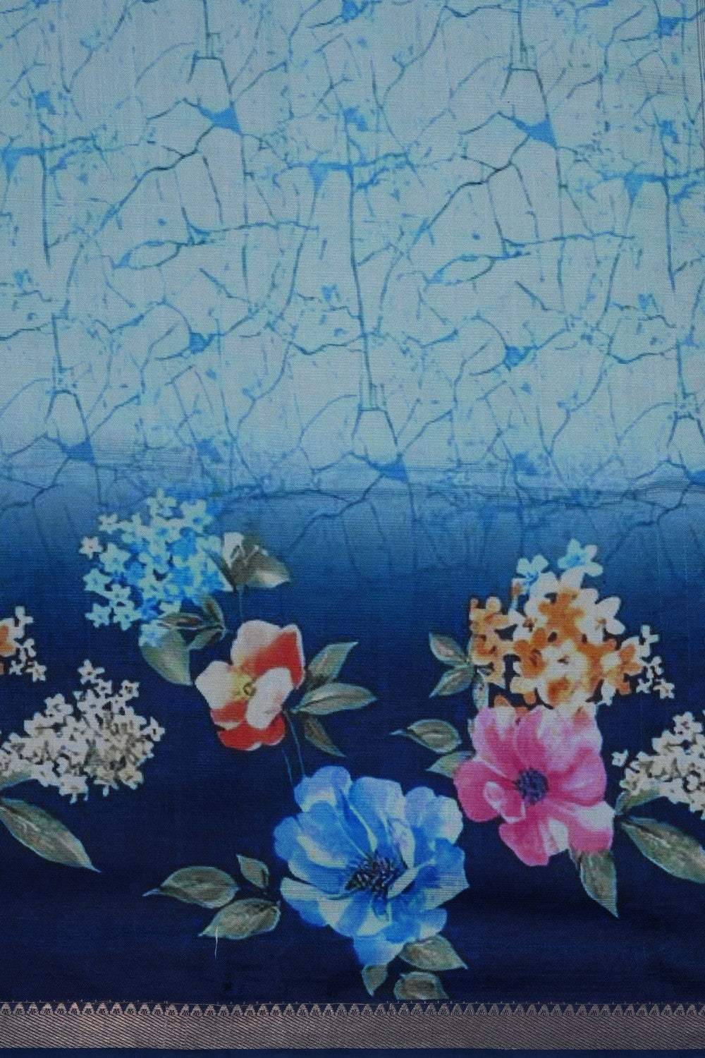 Image of A Floral Print Mangalagiri Silk Saree