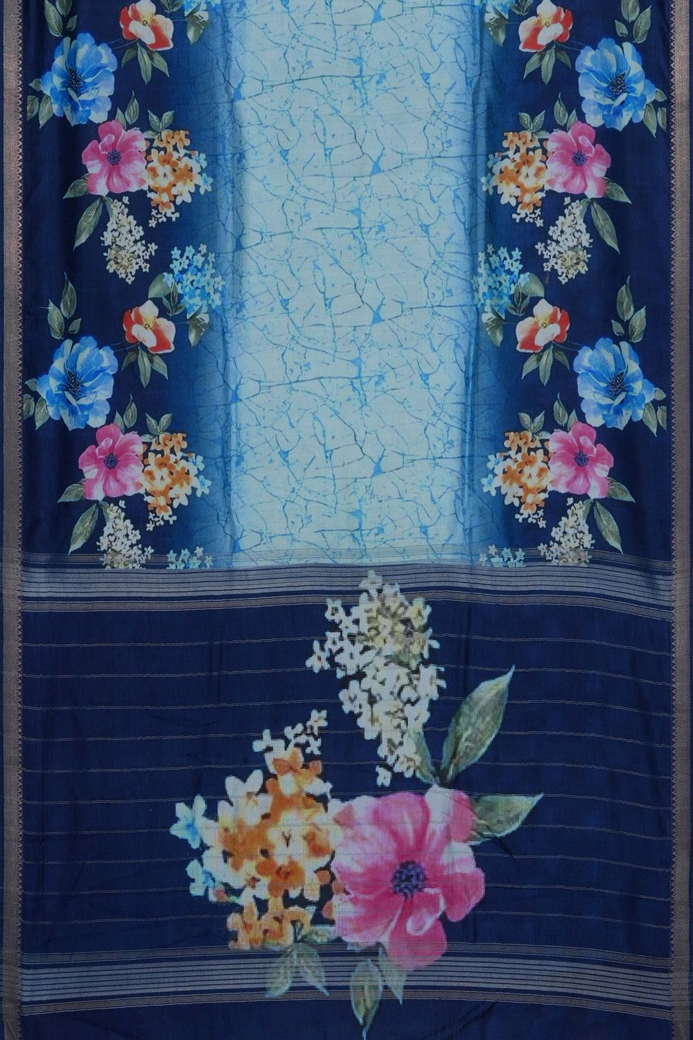 Image of A Floral Print Mangalagiri Silk Saree
