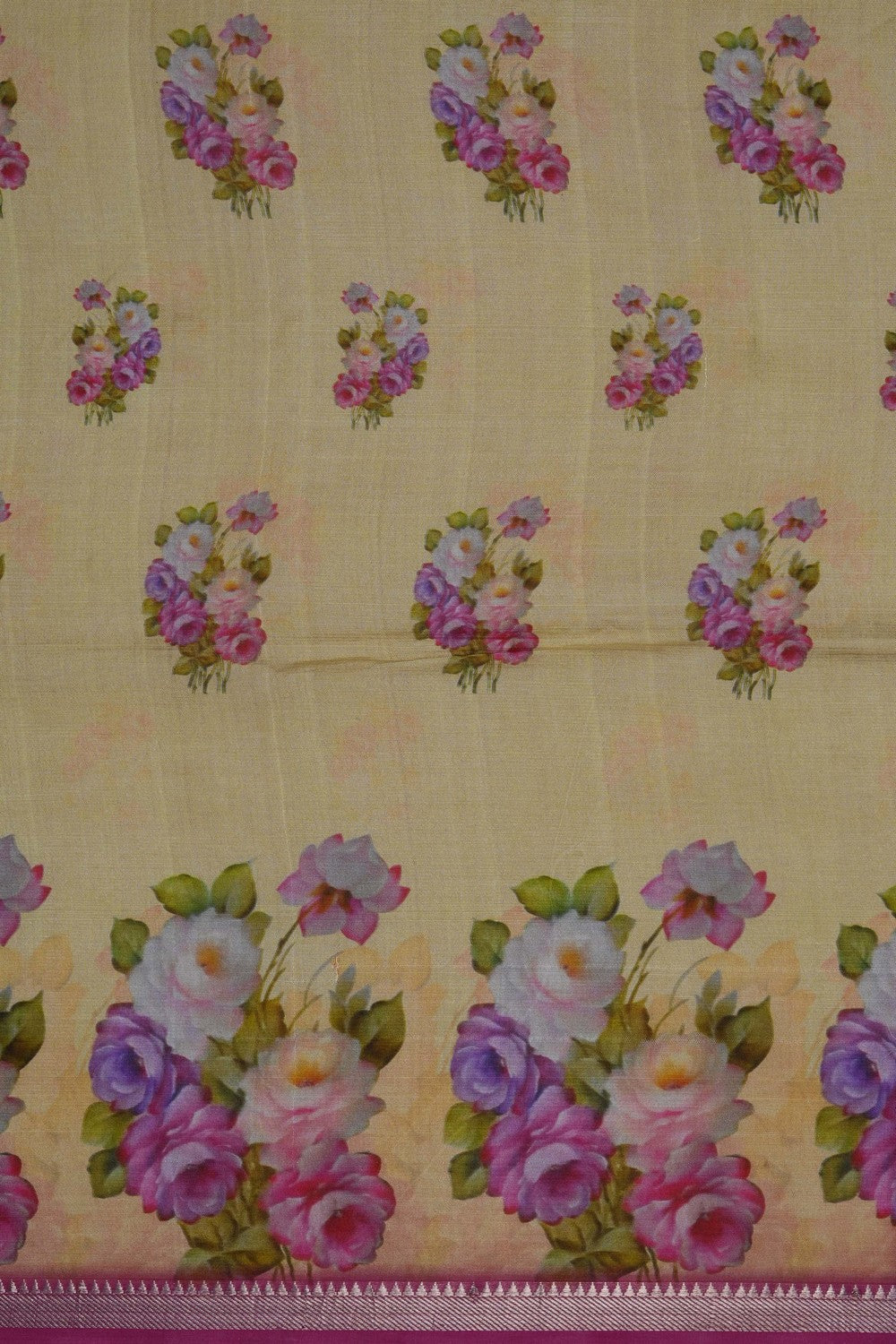 Image of A Floral Print Mangalagiri Silk Saree
