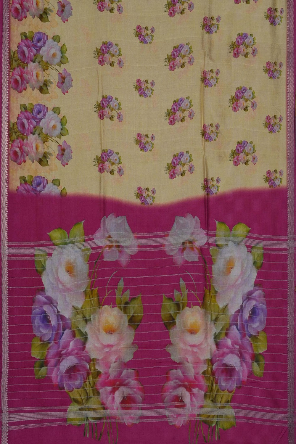 Image of A Floral Print Mangalagiri Silk Saree
