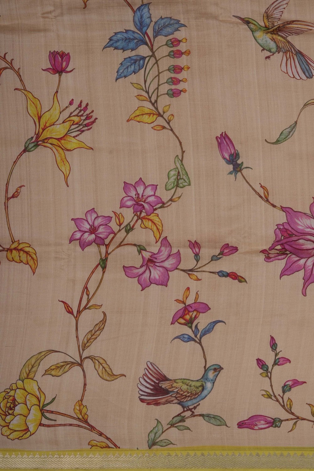 Image of A Floral Print Mangalagiri Silk Saree