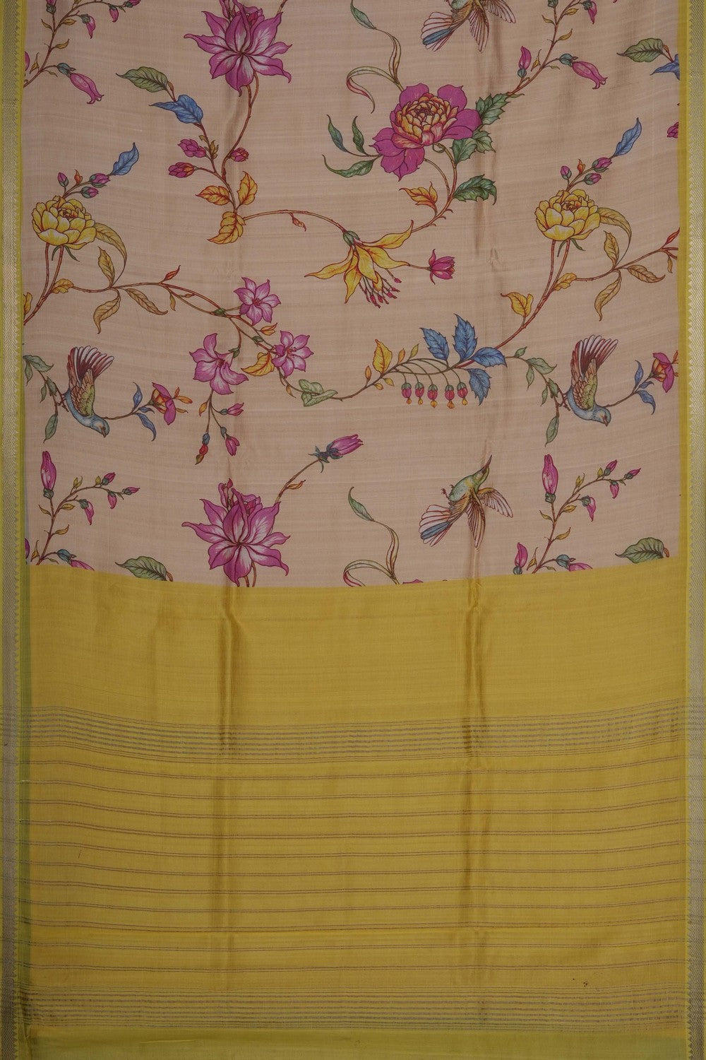 Image of A Floral Print Mangalagiri Silk Saree