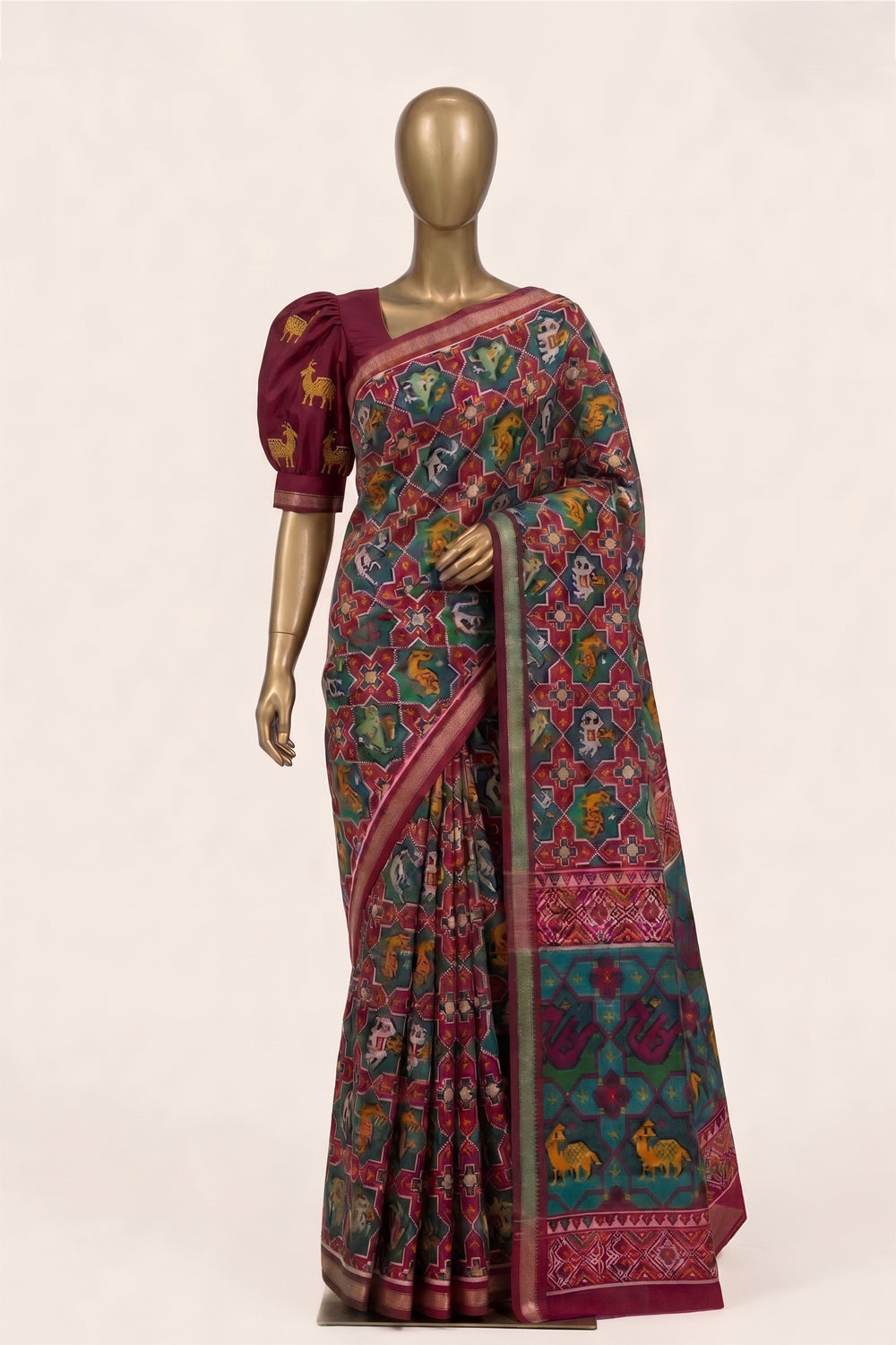 Image of Patola Prints Mangalagiri Silk Saree