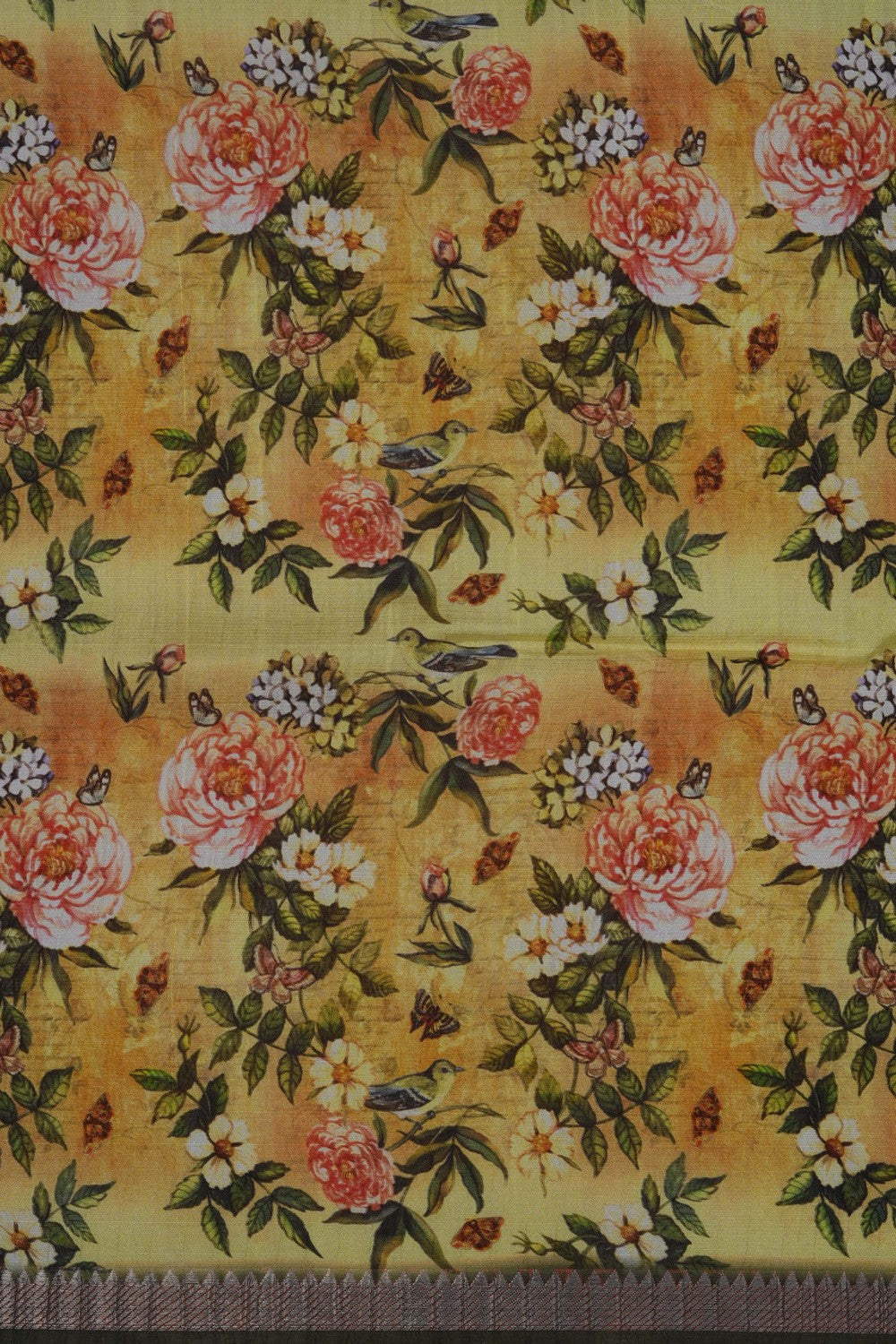 Image of A Floral Print Mangalagiri Silk Saree