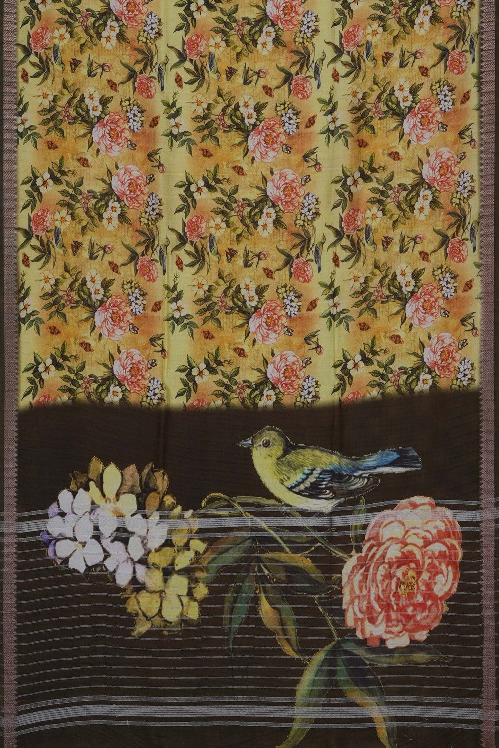 Image of A Floral Print Mangalagiri Silk Saree