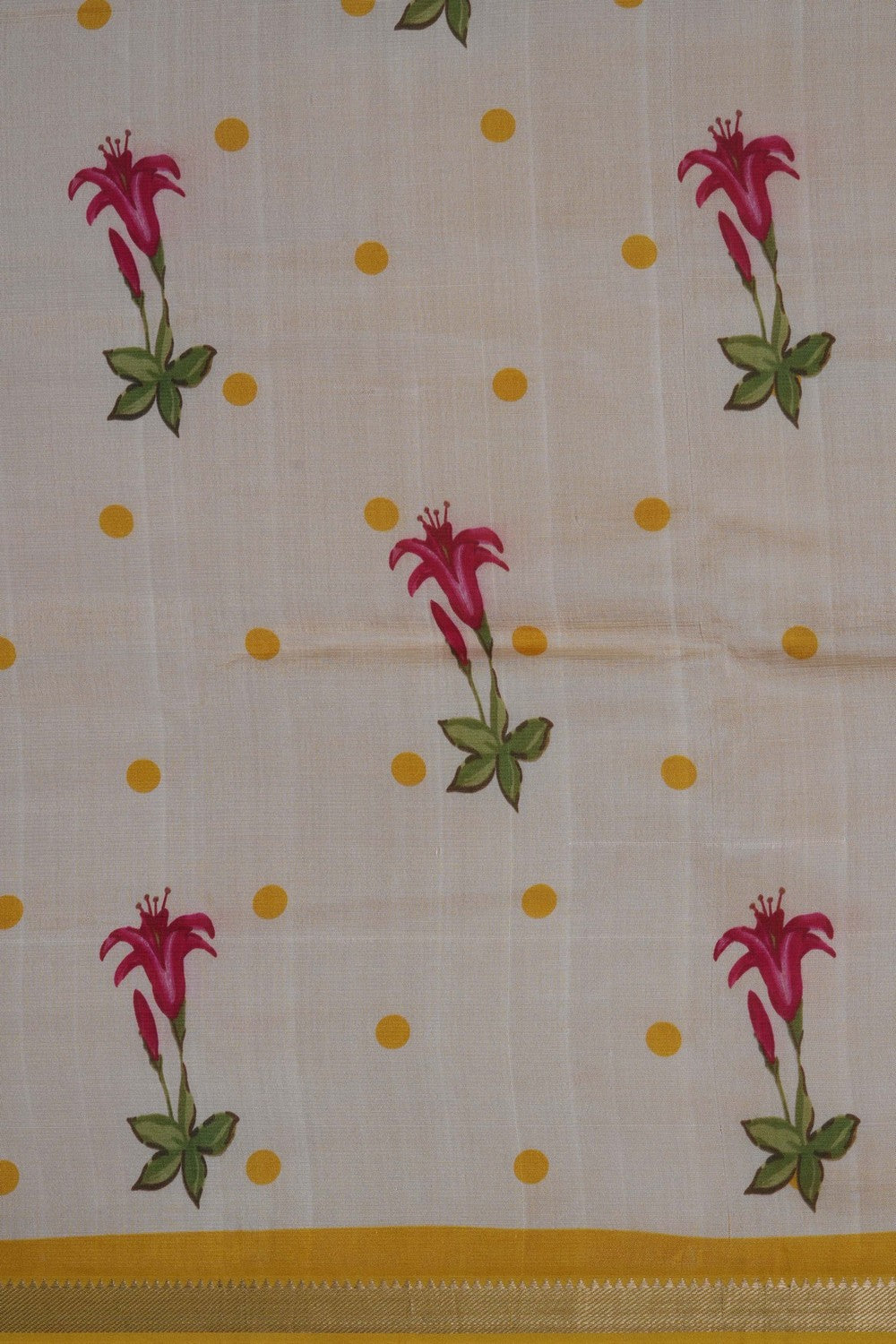 Image of A Floral Print Mangalagiri Silk Saree