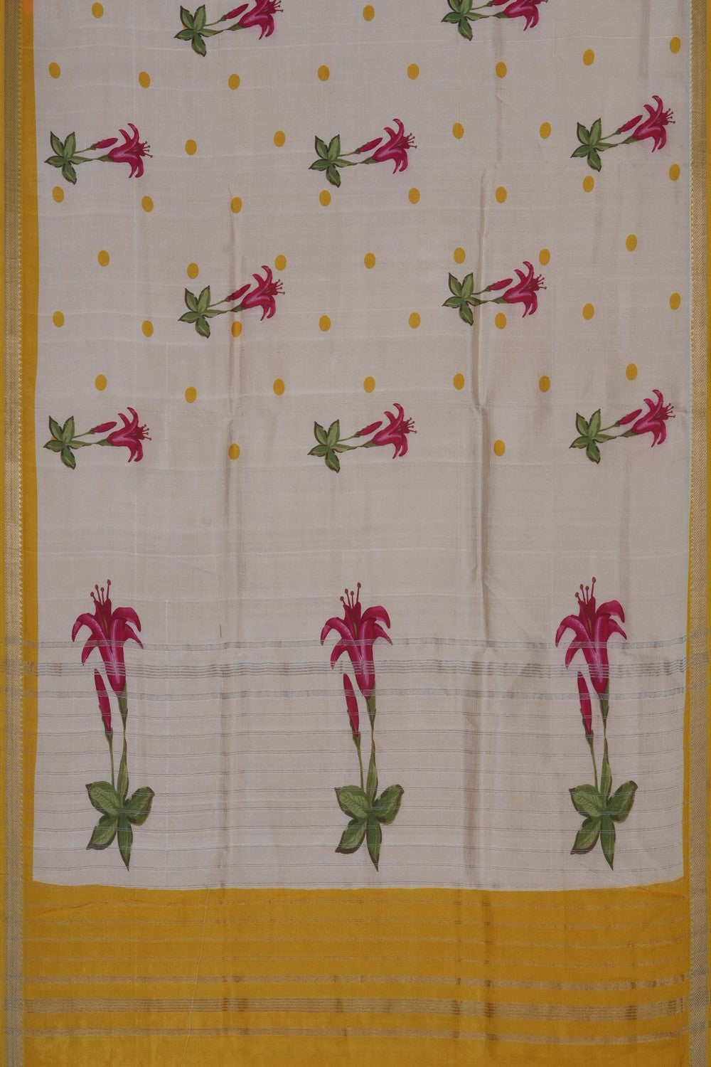 Image of A Floral Print Mangalagiri Silk Saree