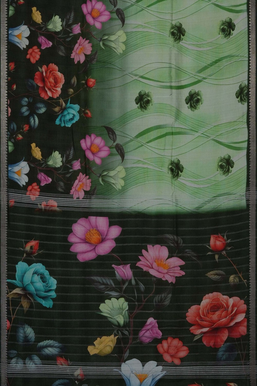 Image of A Floral Print Mangalagiri Silk Saree