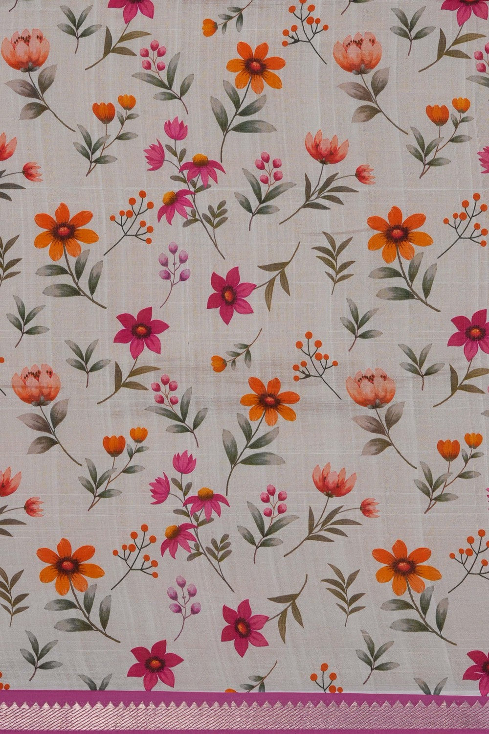 Image of A Floral Print Mangalagiri Silk Saree