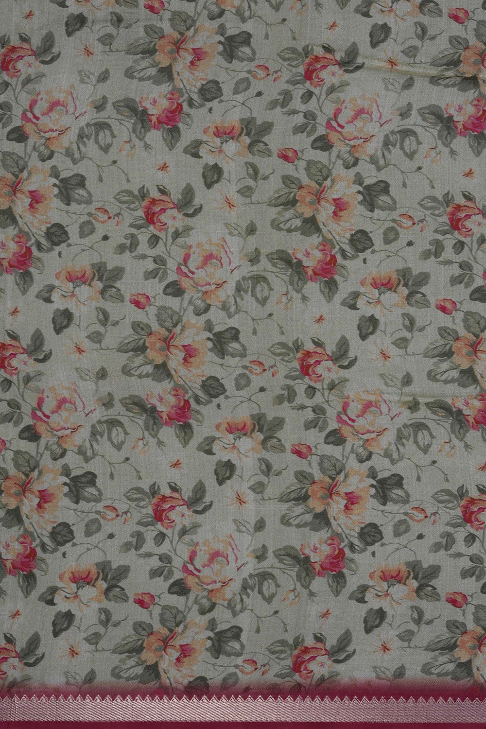 Image of A Floral Print Mangalagiri Silk Saree