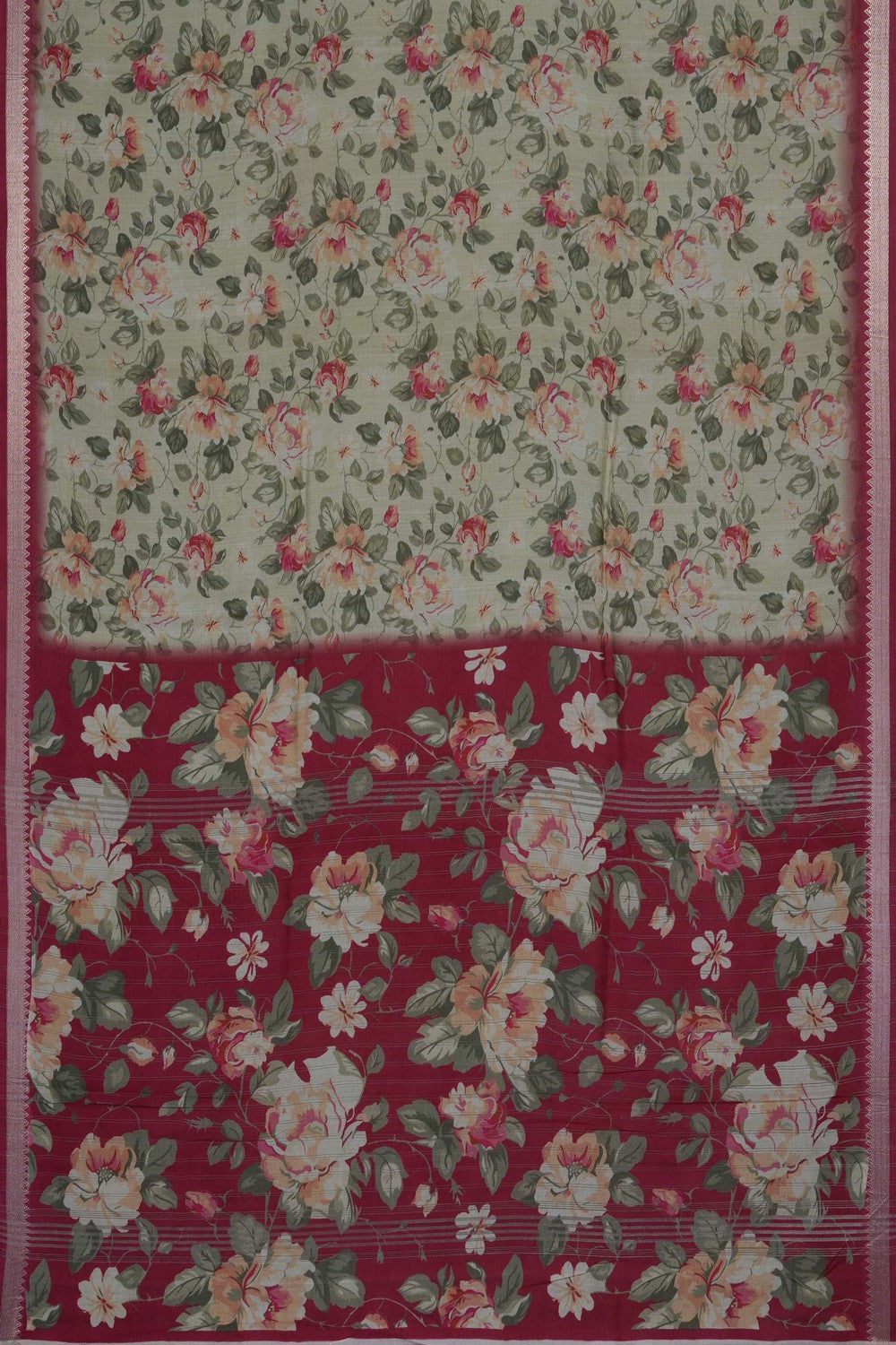 Image of A Floral Print Mangalagiri Silk Saree
