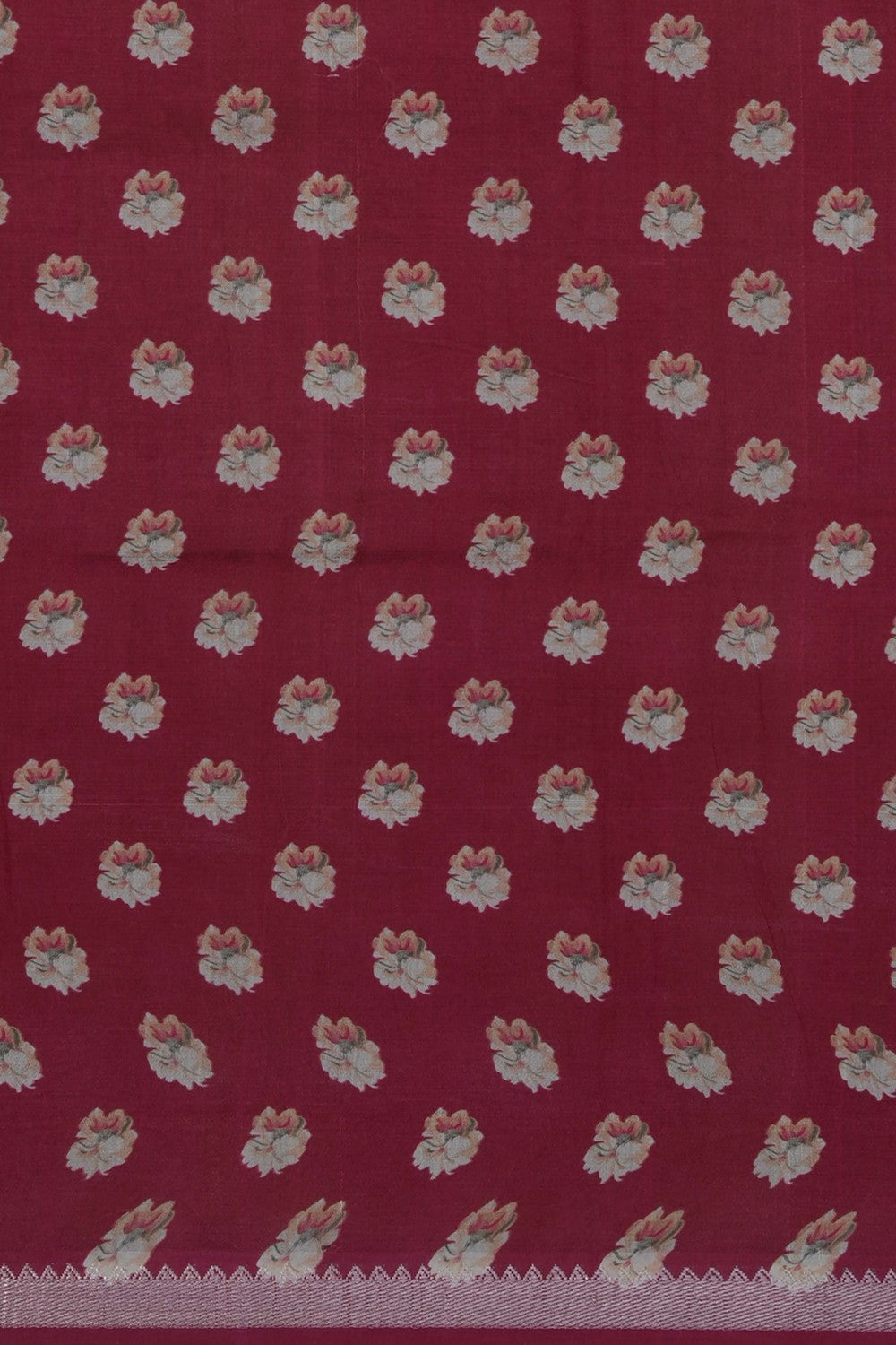 Image of A Floral Print Mangalagiri Silk Saree