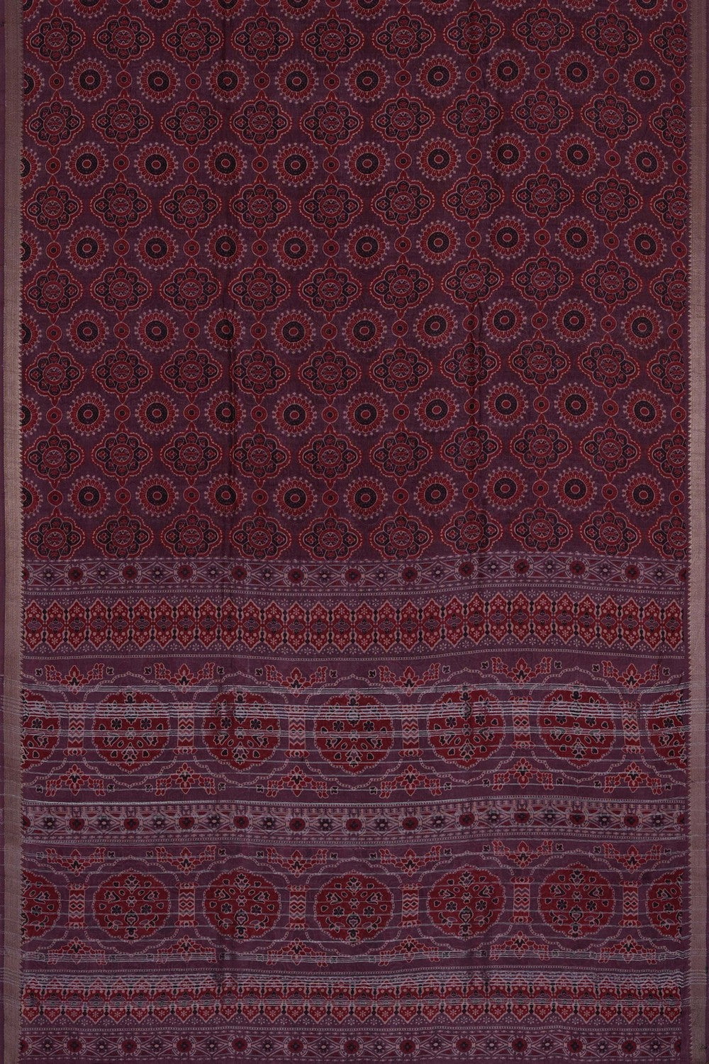 Image of Ajrakh Printed Mangalagiri Silk Saree