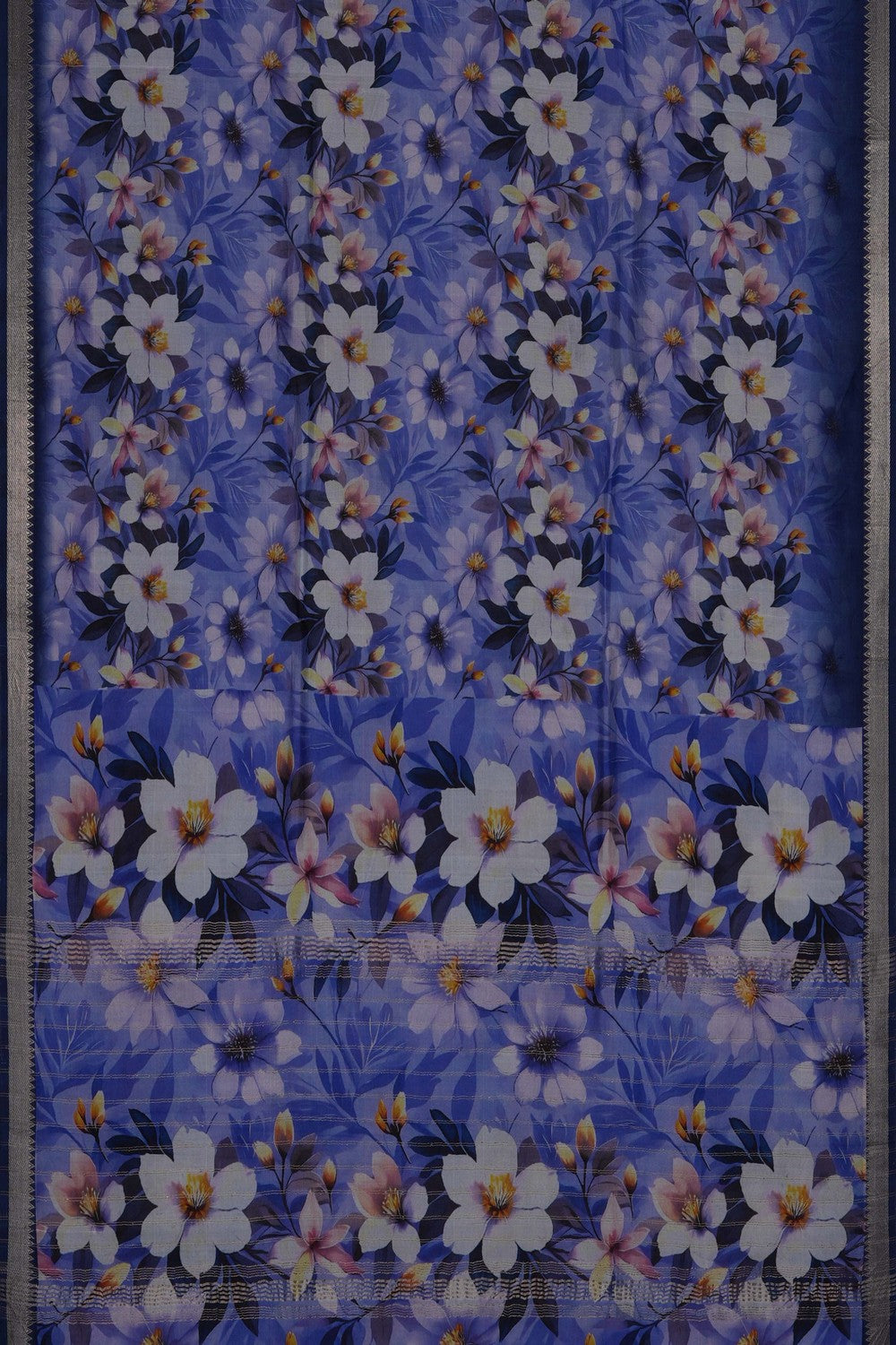 Image of A Floral Printed Mangalagiri Silk Saree