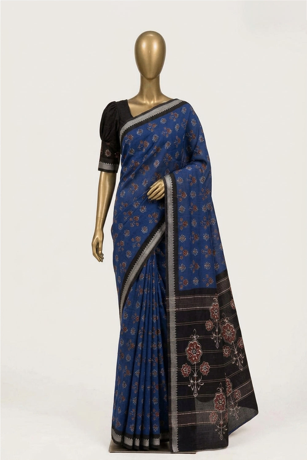 Image of Blue Mangalagiri Silk Saree