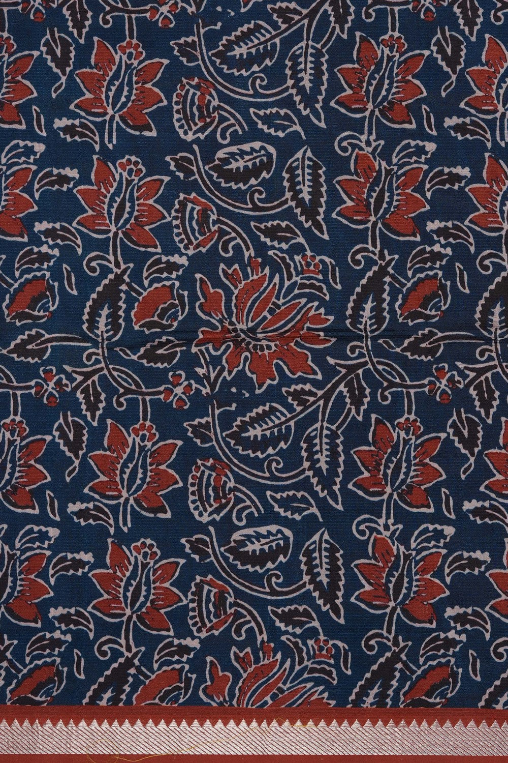 Image of A Floral Print Mangalagiri Silk Saree