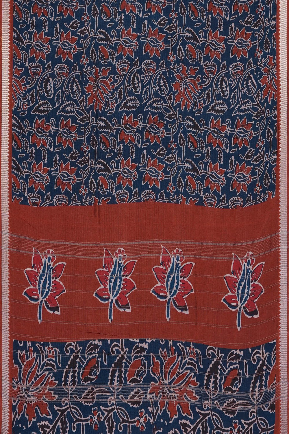 Image of A Floral Print Mangalagiri Silk Saree